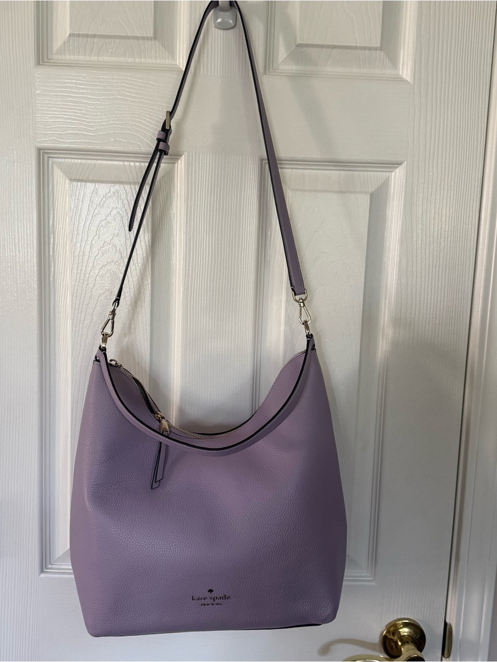 Kate Spade New York Pebbled Leather Hobo Shoulder Bag in Lilac Lavender BohoChic - Picture 3 of 13